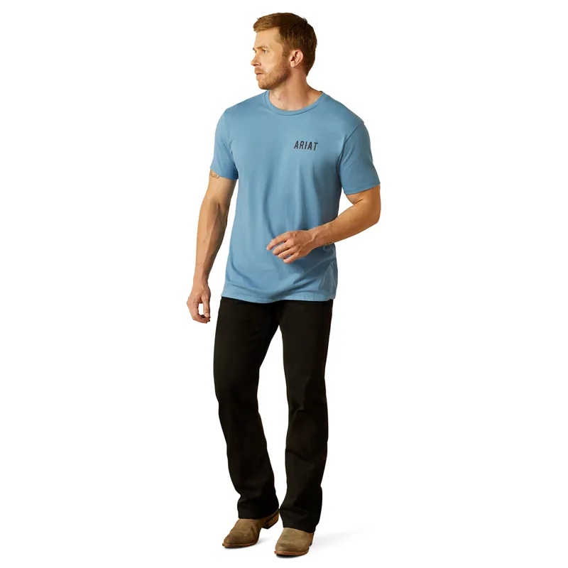 Ariat Blazing Saddle Mens Tee - Coronet Blue-7