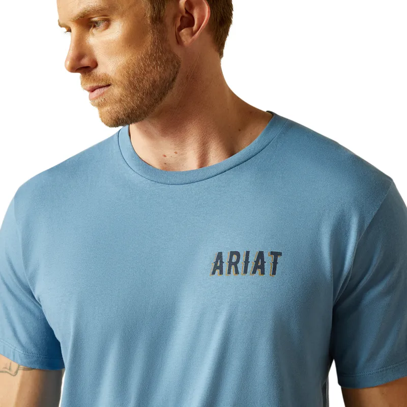 Ariat Blazing Saddle Mens Tee - Coronet Blue-6
