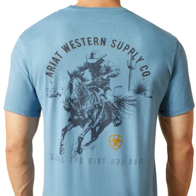 Ariat Blazing Saddle Mens Tee - Coronet Blue-5