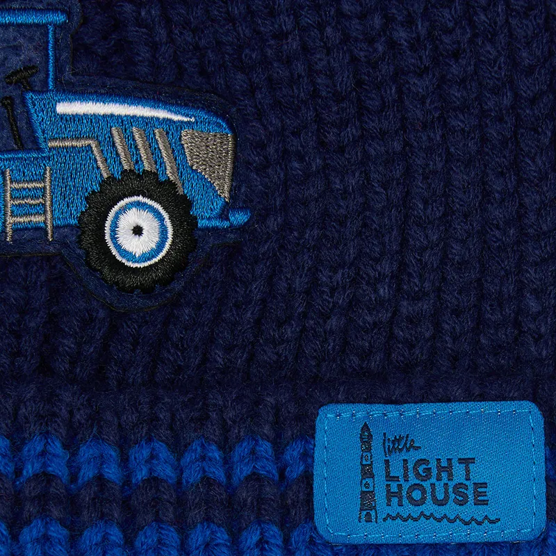 Lighthouse Bobbie Junior Bobble Hat - Blue Tractor-1