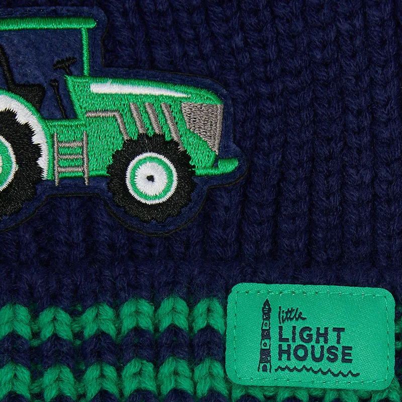 Lighthouse Bobbie Junior Bobble Hat - Green Tractor-1