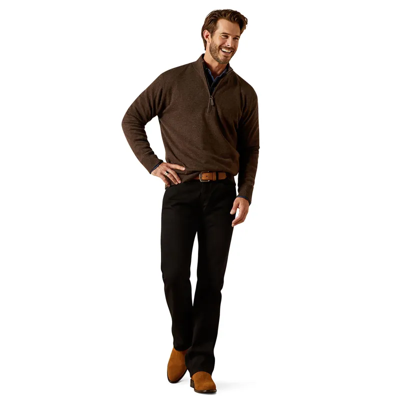 Ariat Country Bolinas 1/2 Zip Mens Sweater - Brown Heather-1