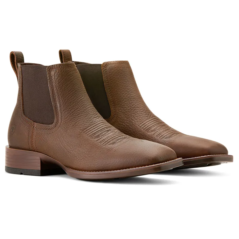 Ariat Mens Booker Chelsea Square Toe Western Boots - Brown Oiled Rowdy-3