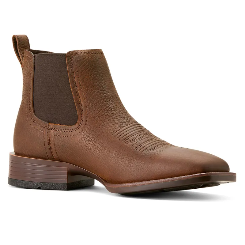 Ariat Mens Booker Chelsea Square Toe Western Boots - Brown Oiled Rowdy-2