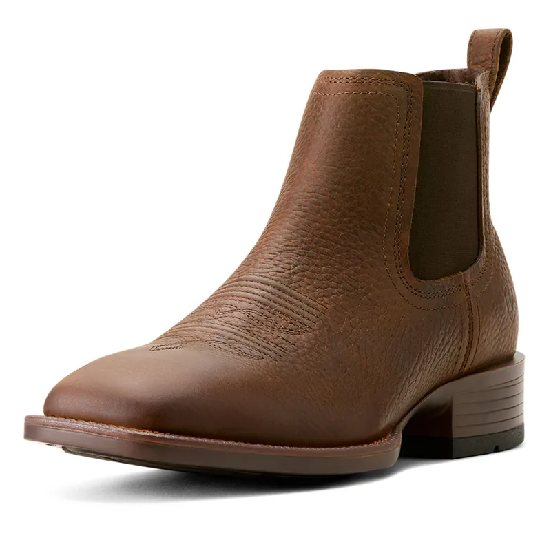 Ariat Mens Booker Chelsea Square Toe Western Boots - Brown Oiled Rowdy