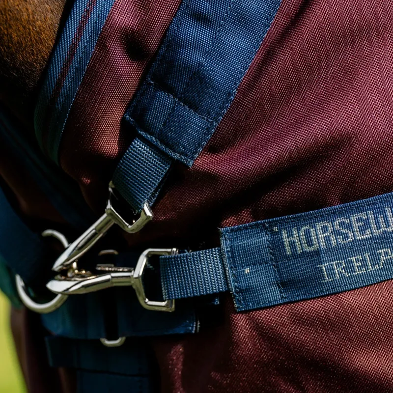 Amigo 1200D Plus 100g Detachable Neck Turnout Rug - Burgundy/Navy/Grey-4