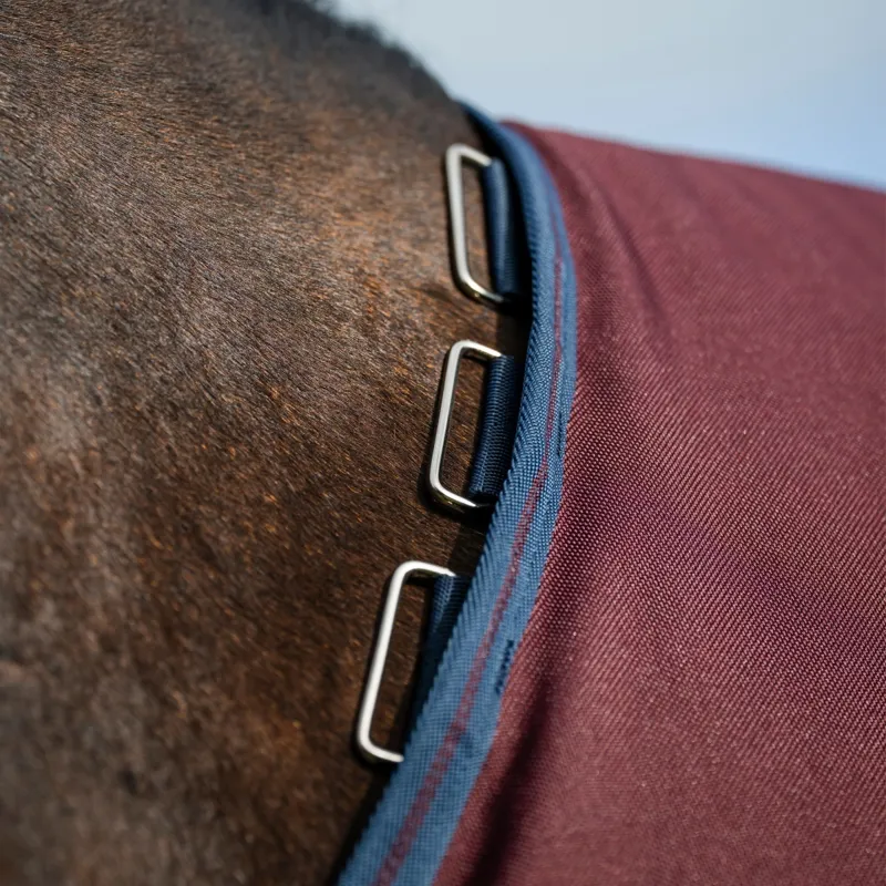 Amigo 1200D Plus 100g Detachable Neck Turnout Rug - Burgundy/Navy/Grey-9