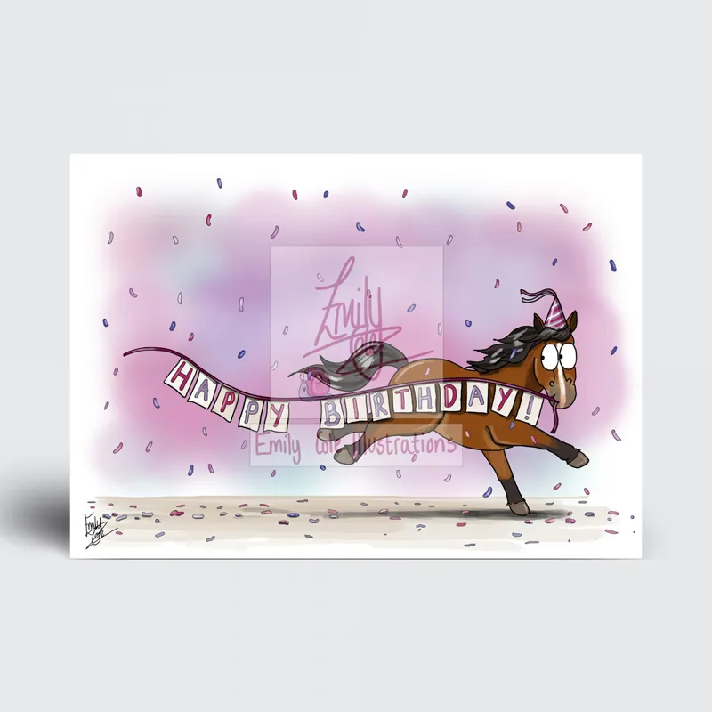 Emily Cole Pony Happy Birthday Card - Bay