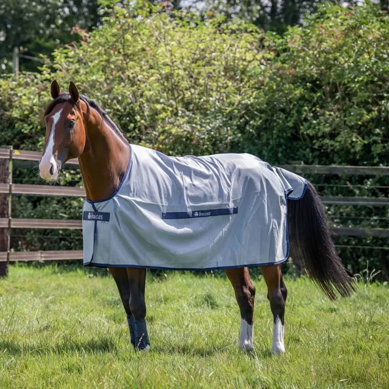 Bucas Buzz-Off Classic Standard Neck Fly Rug - Silver/Blue-7