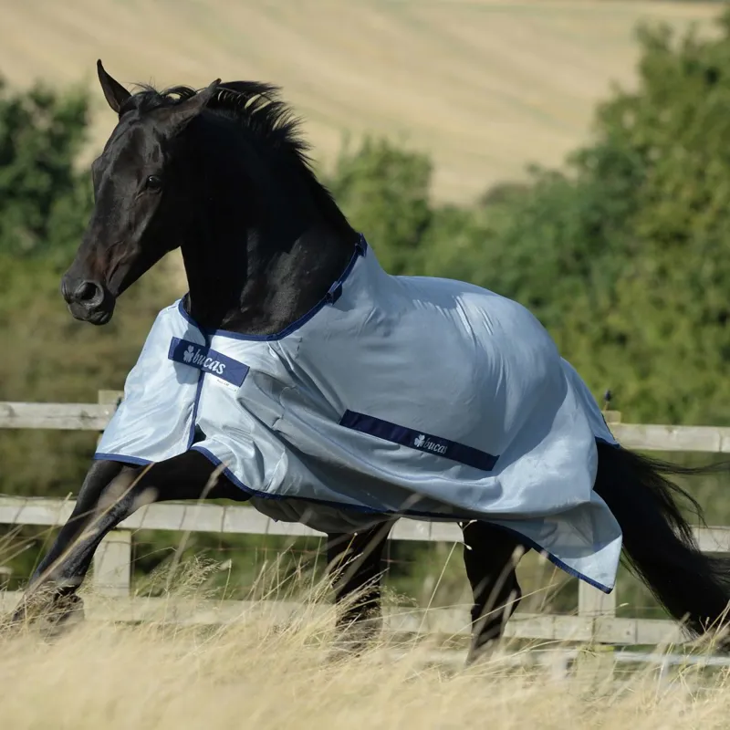 Bucas Buzz-Off Classic Standard Neck Fly Rug - Silver/Blue-2