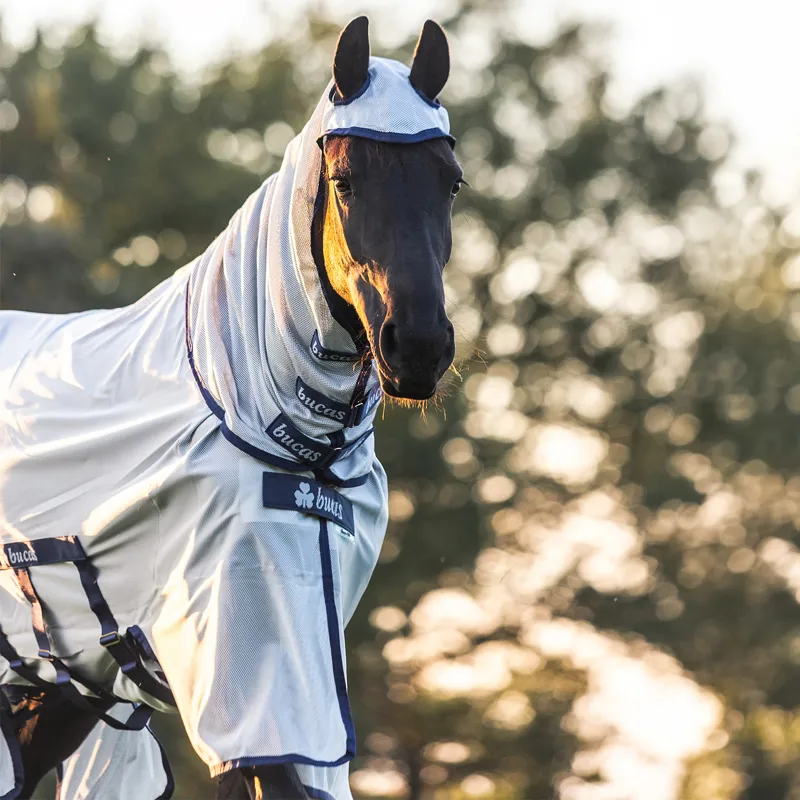 Bucas Buzz-Off X Full Neck Fly Rug - Silver/Blue-6
