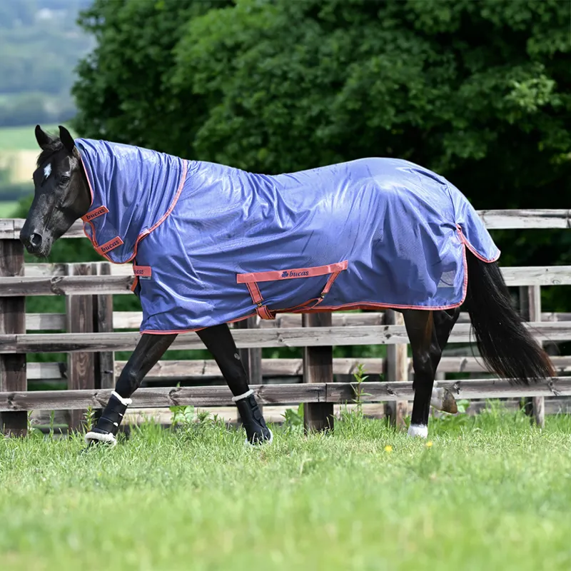 Bucas Freedom Combo Neck Fly Rug - Navy/Grape
