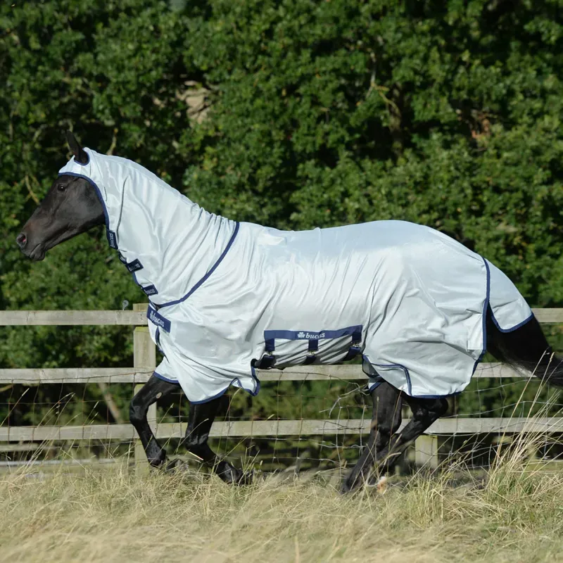Bucas Buzz-Off X Full Neck Big Neck Fly Rug - Silver-3