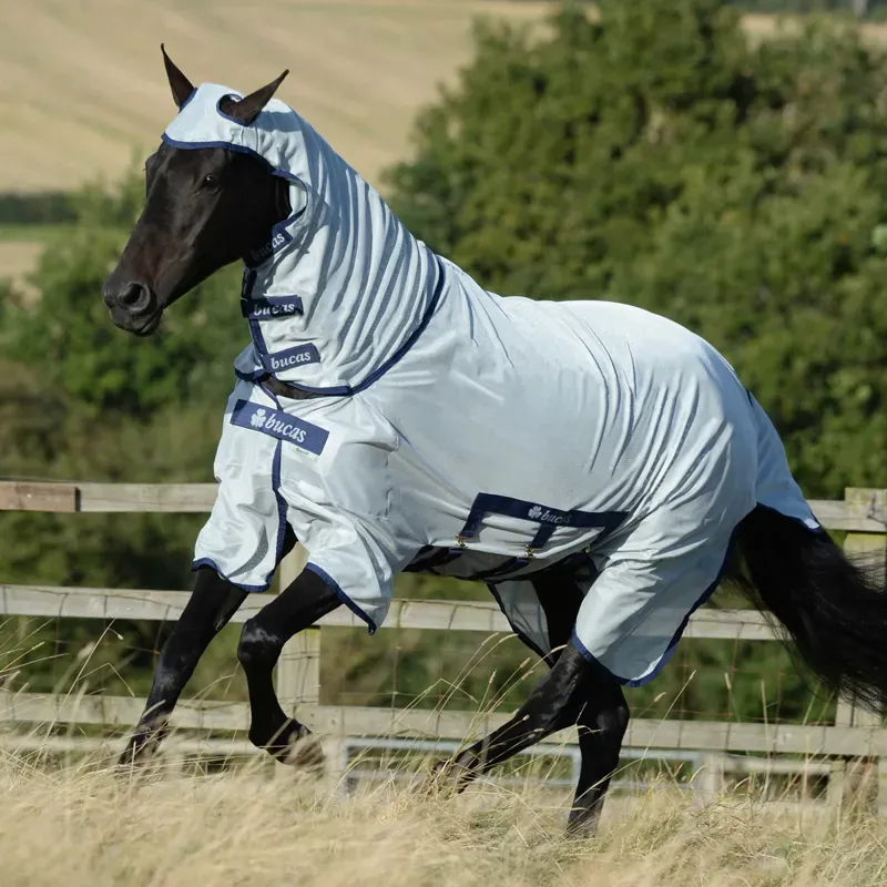 Bucas Buzz-Off X Full Neck Big Neck Fly Rug - Silver-4