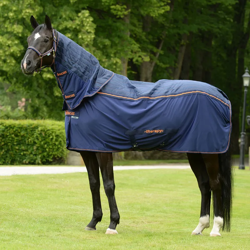 Bucas Therapy Cooler Rug Neck Cover - Navy/Orange-2