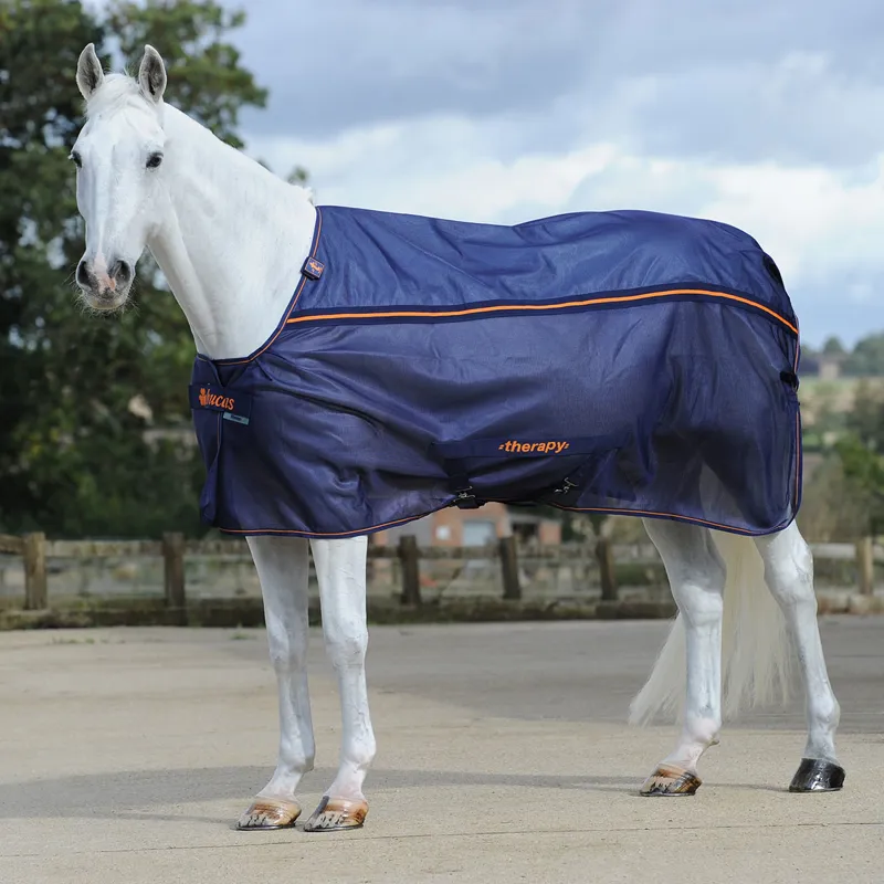 Bucas Therapy Mesh Cooler Rug - Navy/Orange-6