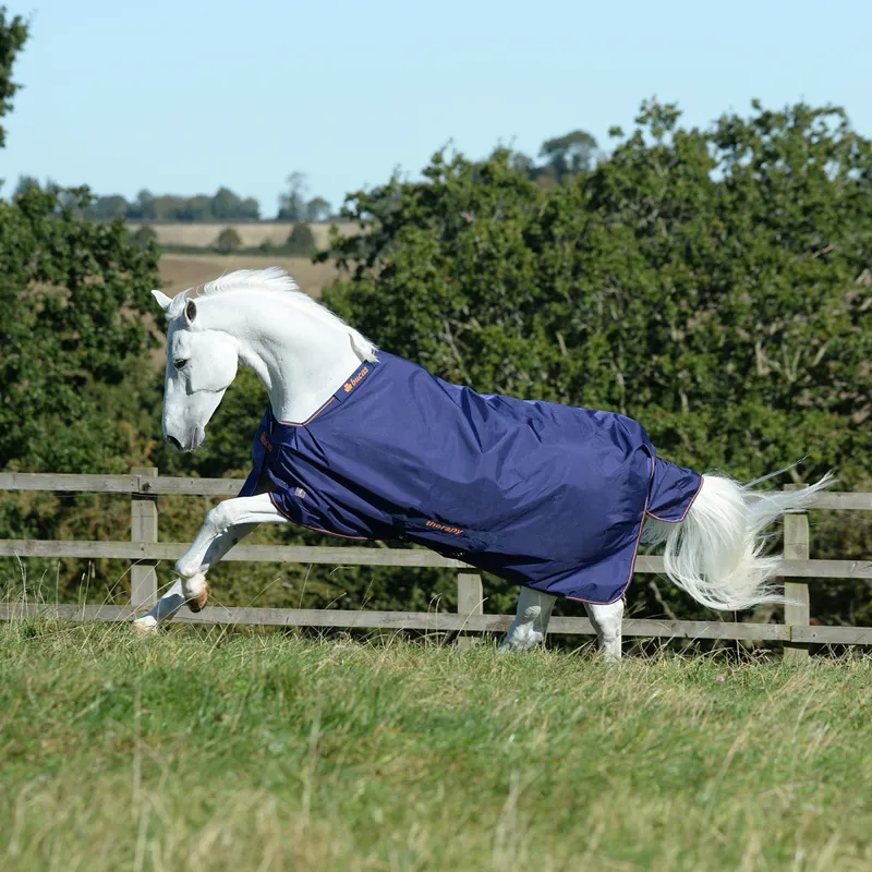 Bucas Therapy 0g Turnout Rug - Navy/Orange-3