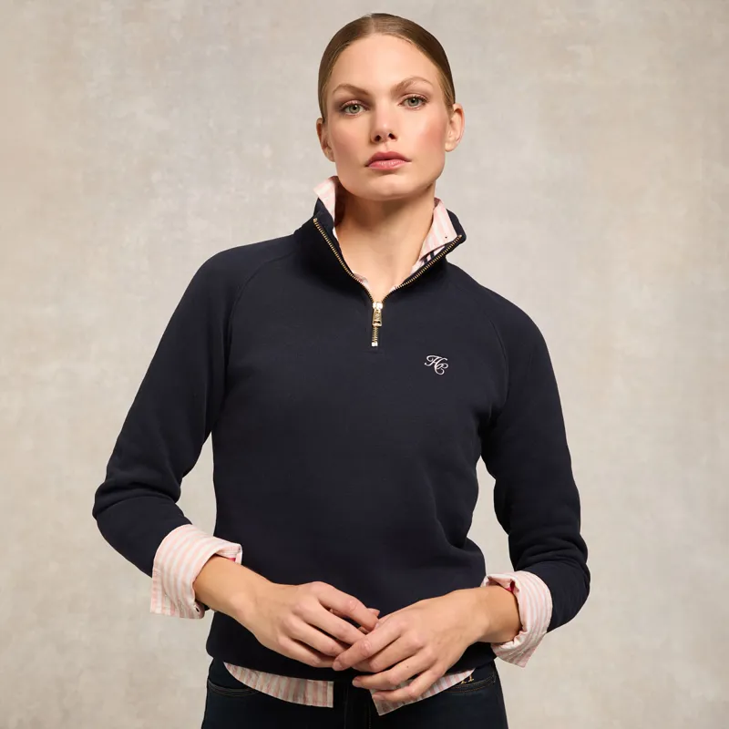 Holland Cooper Burford Quarter Zip Ladies Sweater - Ink Navy