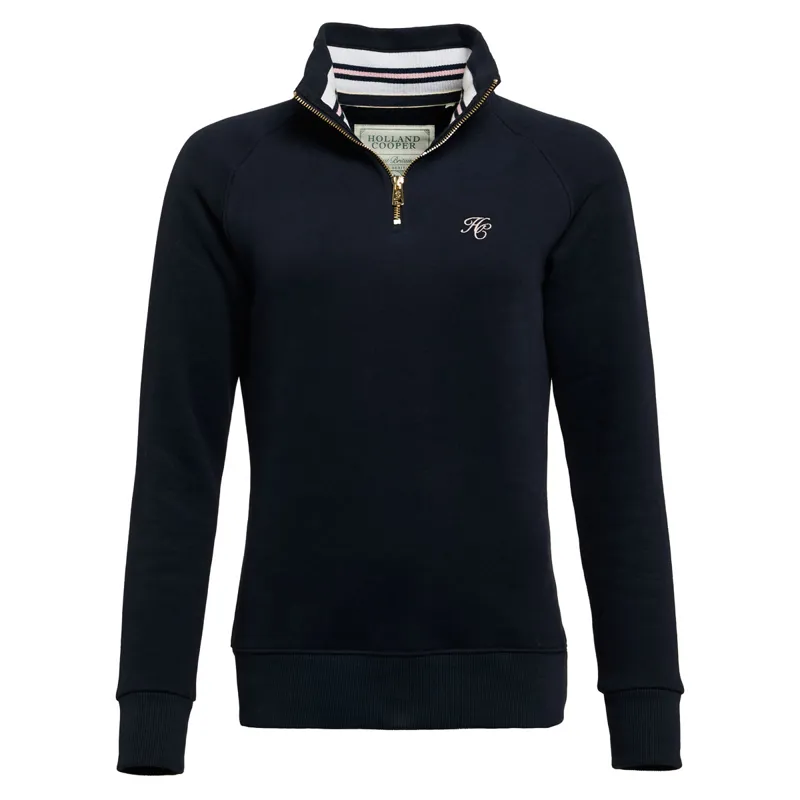 Holland Cooper Burford Quarter Zip Ladies Sweater - Ink Navy-3