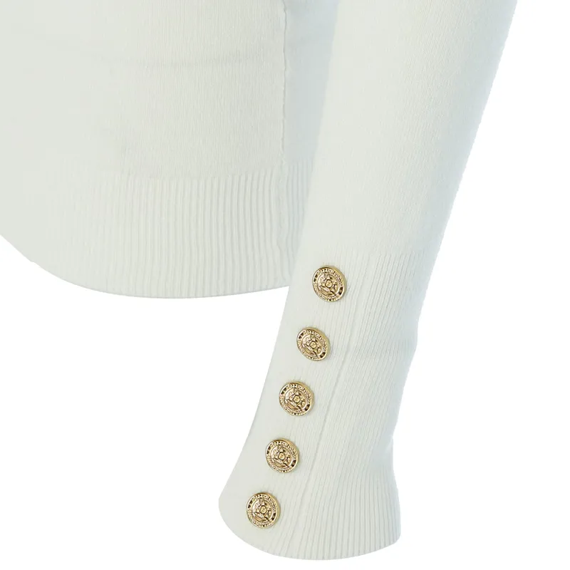 Holland Cooper Buttoned Knit Roll Neck - Cream-2