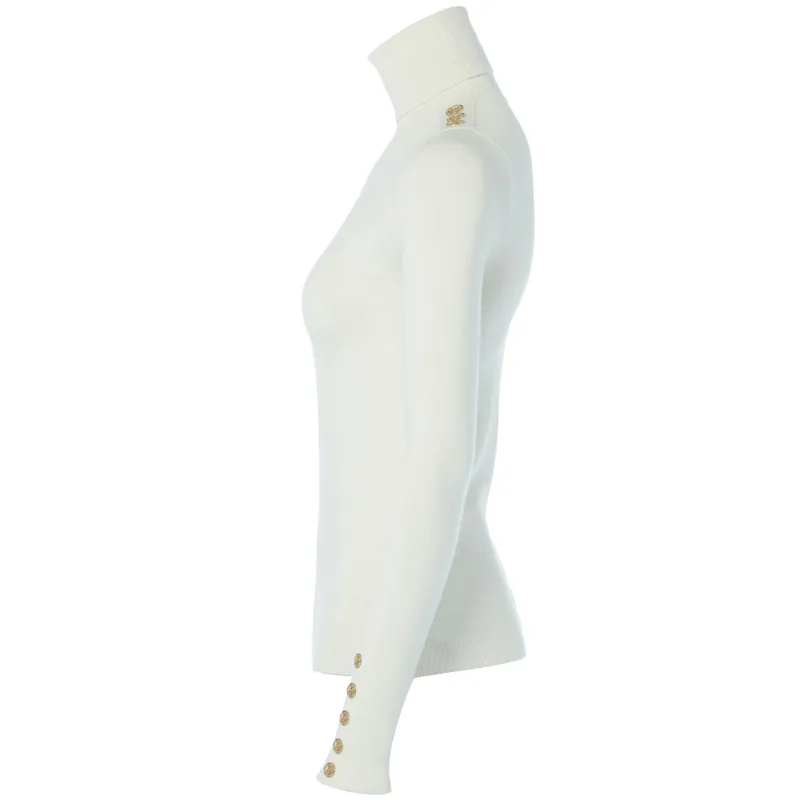 Holland Cooper Buttoned Knit Roll Neck - Cream-1