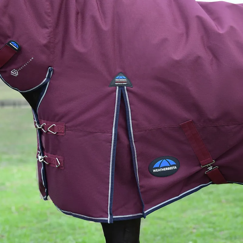 WeatherBeeta ComFiTec Essential 220g Combo Turnout Rug - Burgundy/Navy-5