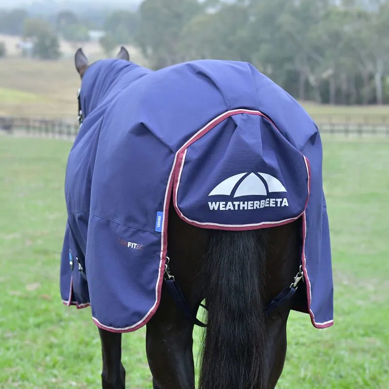 WeatherBeeta ComFiTec Essential 50g Combo Turnout Rug - Navy/Burgundy-9