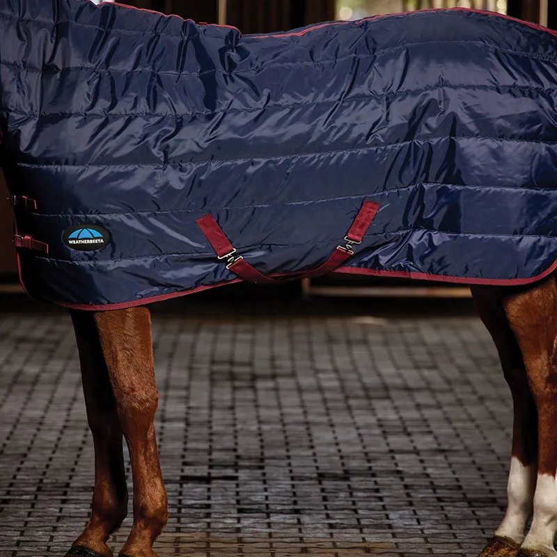 WeatherBeeta ComFiTec 210D Channel Quilt 100g Combo Stable Rug - Navy-5