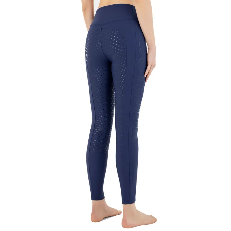 Equiline Caisfh Full Grip Womens Winter Riding Tights - Navy Peony-1