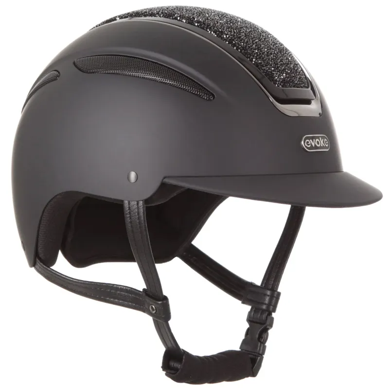 Evoke Callisto Classic Peak Riding Hat - Black/Black Crystal-3