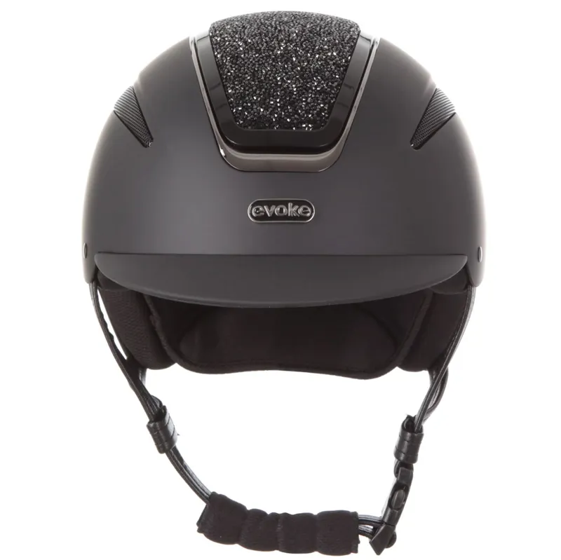 Evoke Callisto Classic Peak Riding Hat - Black/Black Crystal-2