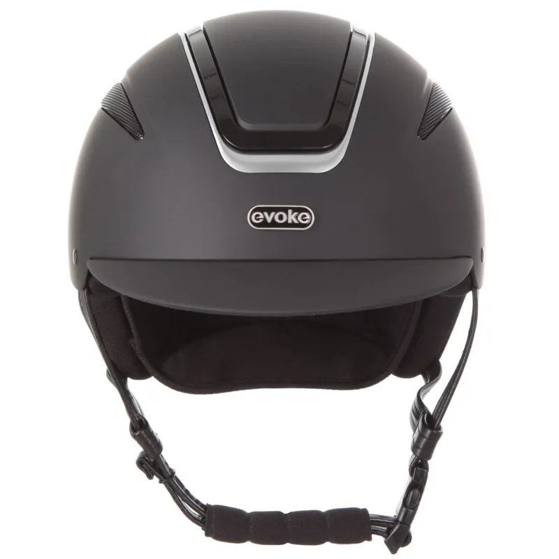 Evoke Callisto Classic Peak Riding Hat - Black/Silver-2