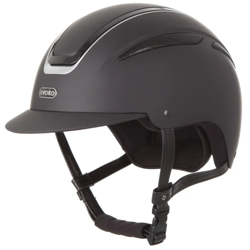 Evoke Callisto Classic Peak Riding Hat - Black/Silver