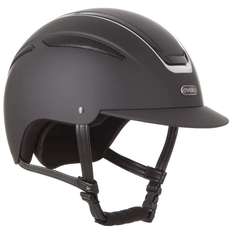 Evoke Callisto Classic Peak Riding Hat - Black/Silver-1