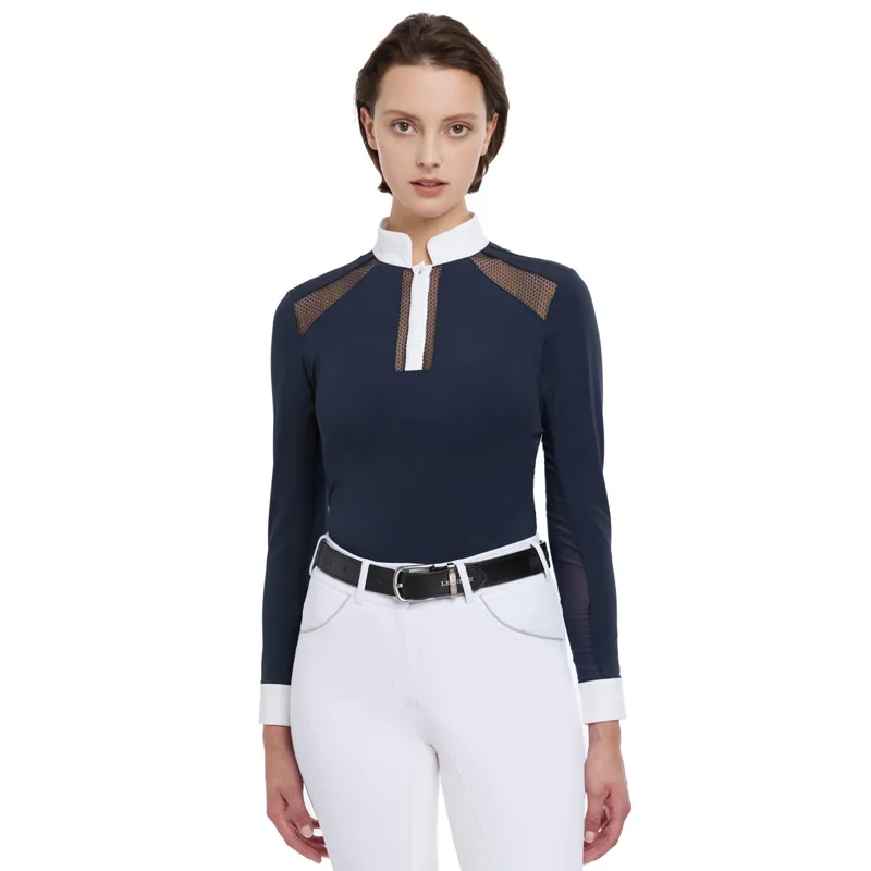 LeMieux Camille Long Sleeve Ladies Competition Shirt - Navy -12