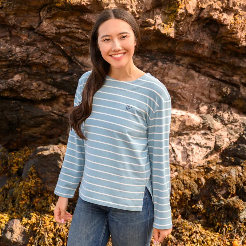 Lighthouse Causeway Long Sleeve Ladies Top - Marine Stipe-1