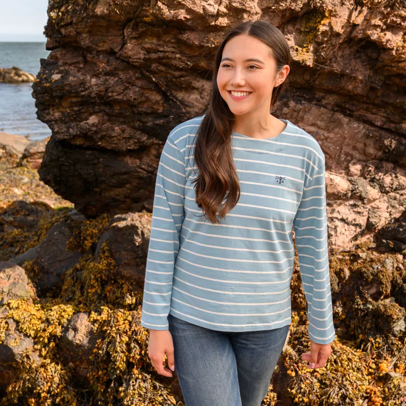 Lighthouse Causeway Long Sleeve Ladies Top - Marine Stipe-6