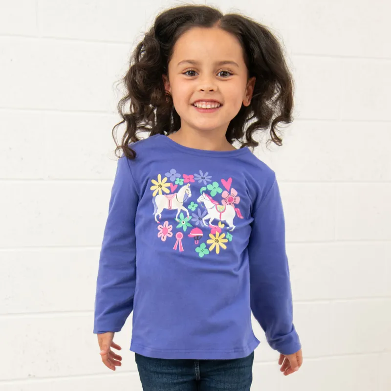 Lighthouse Causeway Junior Long Sleeve Tee - Horse Print-6