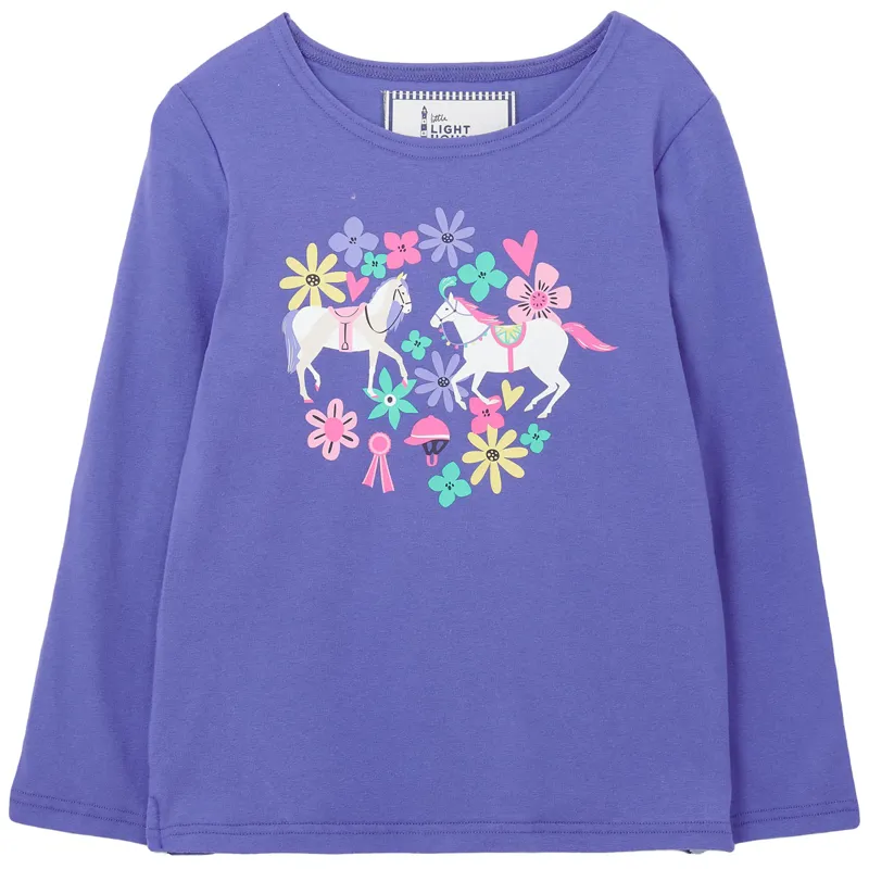Lighthouse Causeway Junior Long Sleeve Tee - Horse Print