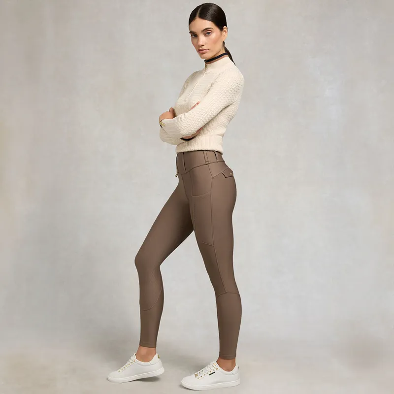 Holland Cooper Chatsworth Pull On Womens Riding Tights - Mocha-2