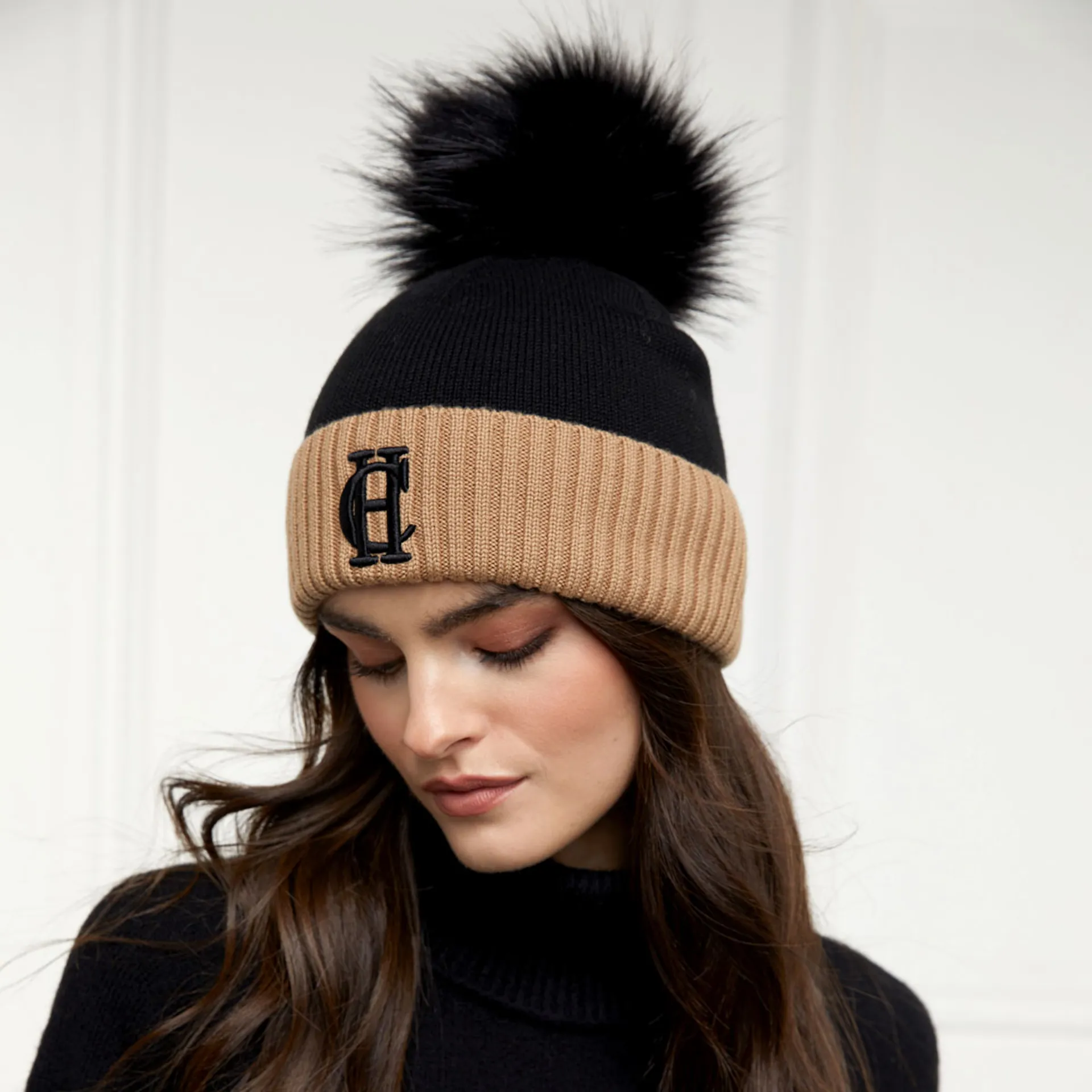 Holland Cooper Chelsea Bobble Hat Black