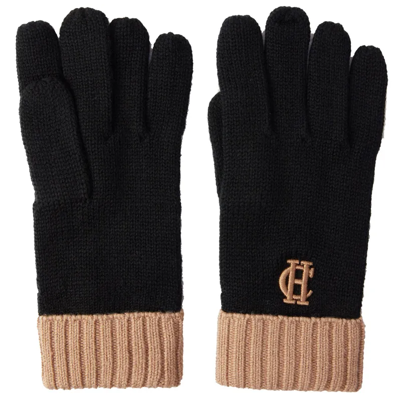 Holland Cooper Chelsea Logo Knitted Gloves - Black/Tan