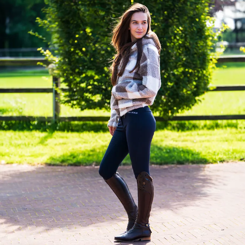 Mountain Horse Chess Fuzzy Fleece Ladies Jumper - White/Beige-4