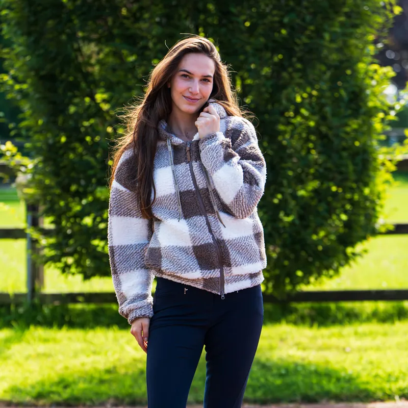 Mountain Horse Chess Fuzzy Fleece Ladies Jumper - White/Beige-3