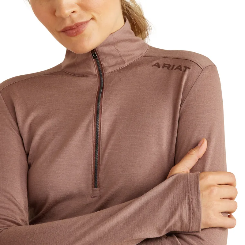 Ariat Cheviot 1/2 Zip Ladies Base Layer Top - Twilight Mauve-3