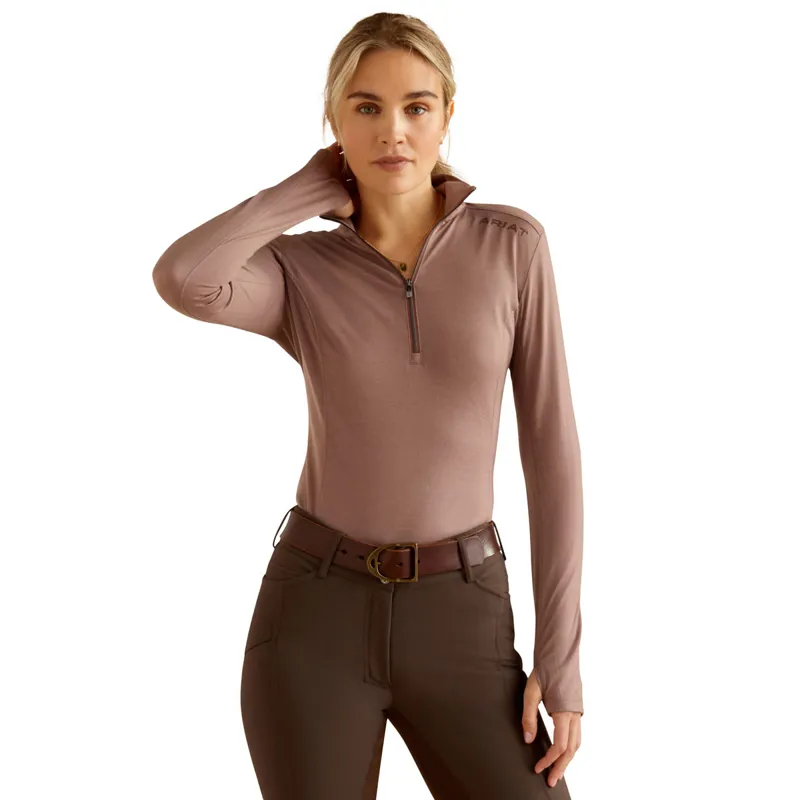 Ariat Cheviot 1/2 Zip Ladies Base Layer Top - Twilight Mauve