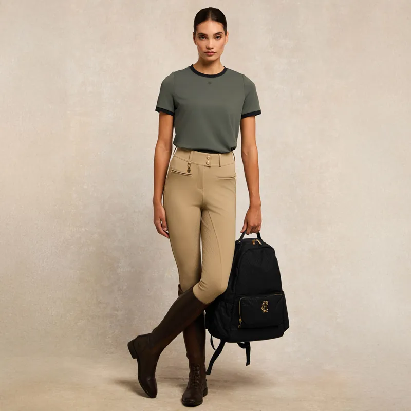 Holland Cooper Chiltern Ringer Ladies Tee - Dove Grey-4