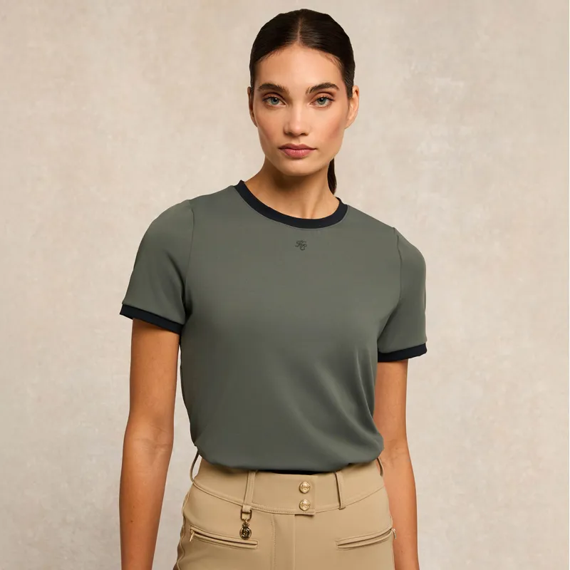 Holland Cooper Chiltern Ringer Ladies Tee - Dove Grey