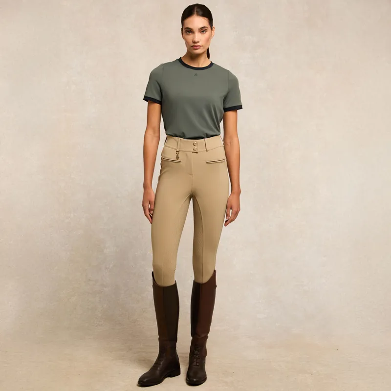 Holland Cooper Chiltern Ringer Ladies Tee - Dove Grey-1