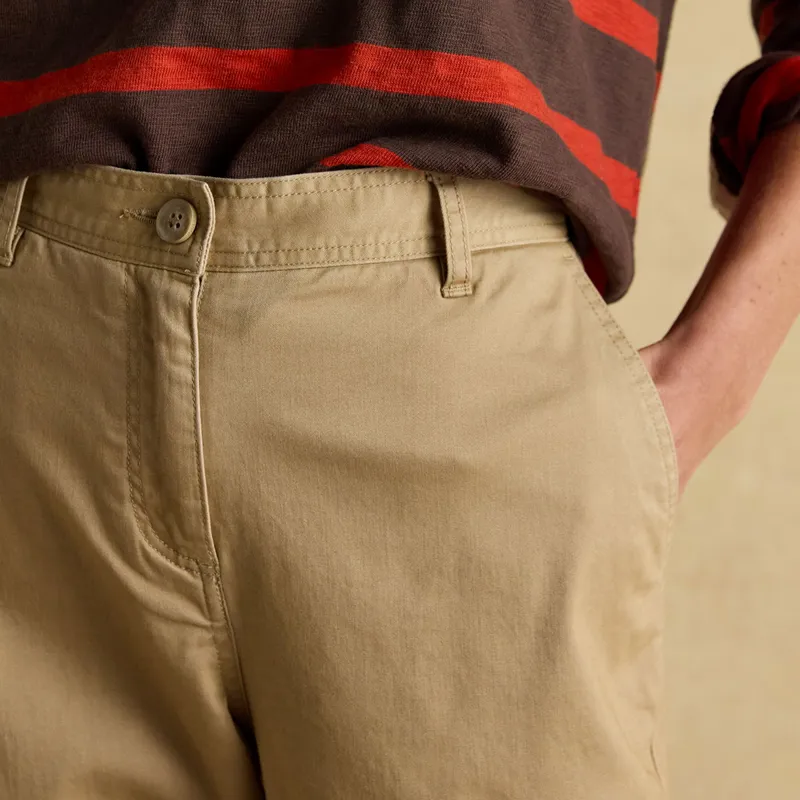 Joules Slim Fit Womens Chino Trousers with Elasticated Waist - Tan-5